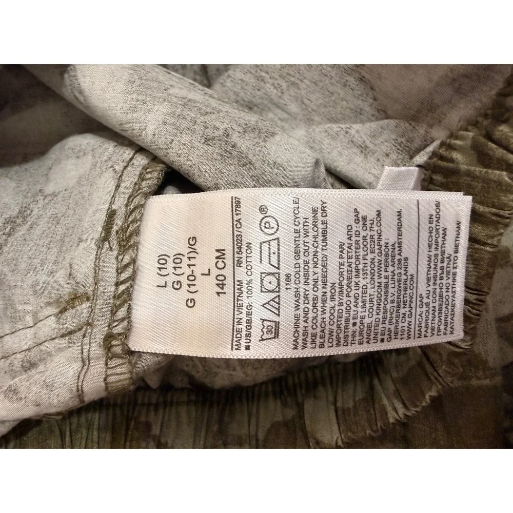 Gap Kids Green Camo Woven Parachute Pants Cargo Joggers Size L 10